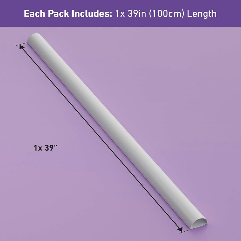 D-Line Half Round Cord Hider, Patented Cable Cover, Hide TV Wall Mount Wires, Raceway for Cords, Decorative Wire Covers, Paintable, Adhesive Cable Concealer, 1x 2in W x 1in H x 39in L, White - Image 4